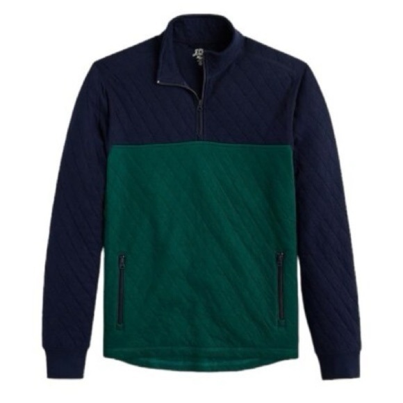 J. Crew Men's Navy and Green Zip Up Sweater - Picture 2 of 6